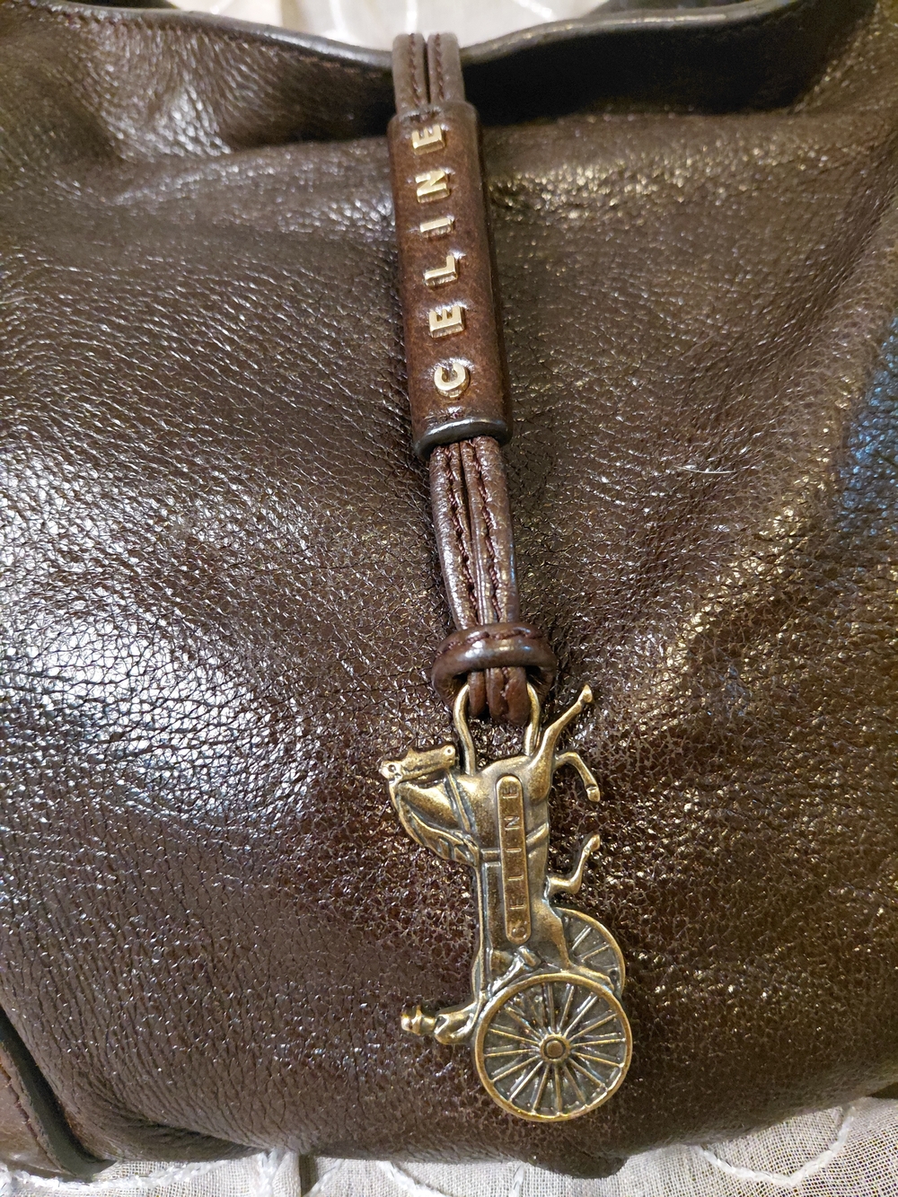 Celine Bittersweet Brown Leather Hobo with Decorative Charm - Picture 4 of 11